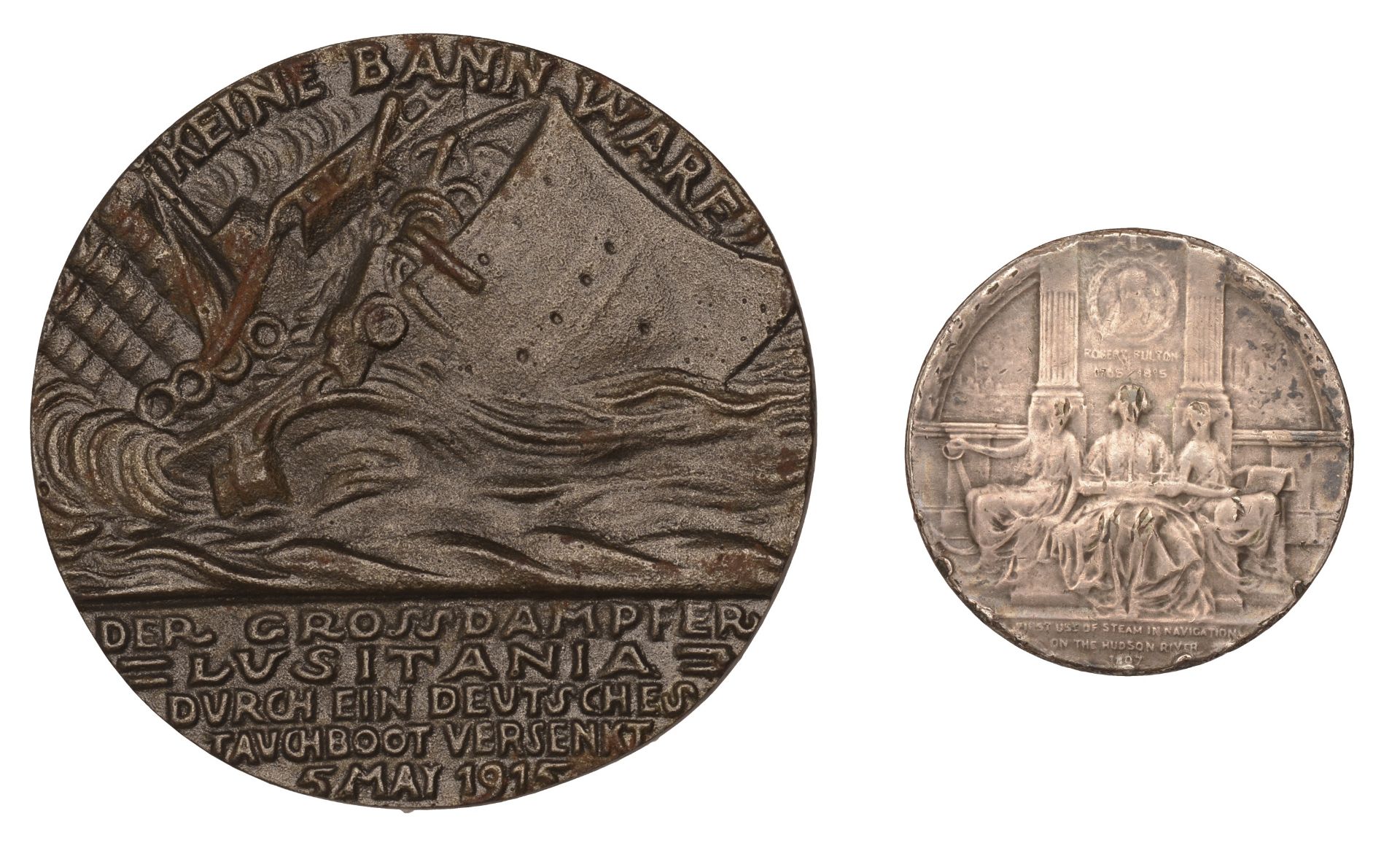 USA, Hudson-Fulton Celebrations, 1909, a small silvered-bronze medal by E. Fuchs for Whitehe...