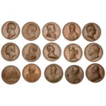 Copper medals (15) from Mudie's National Series, each 41mm: Battle of the First of June, 179...