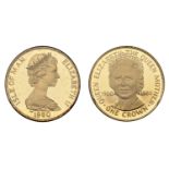 Isle of Man, Elizabeth II, gold Crown, 1980, by the Pobjoy Mint. In case of issue, about as...