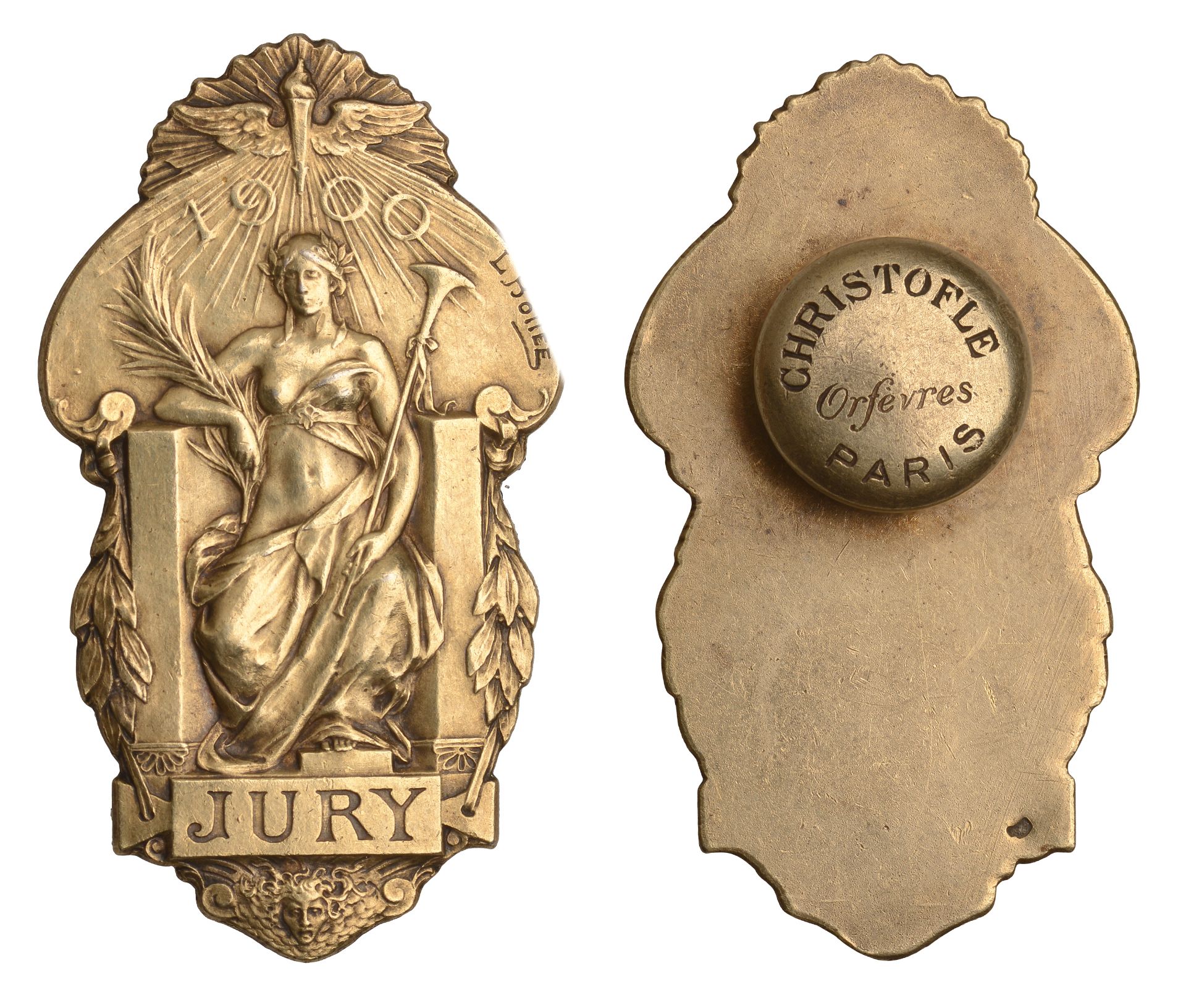 FRANCE, Universal Exposition, Paris, 1900, a uniface gilt-silver Jury badge by L. BottÃ©e for...