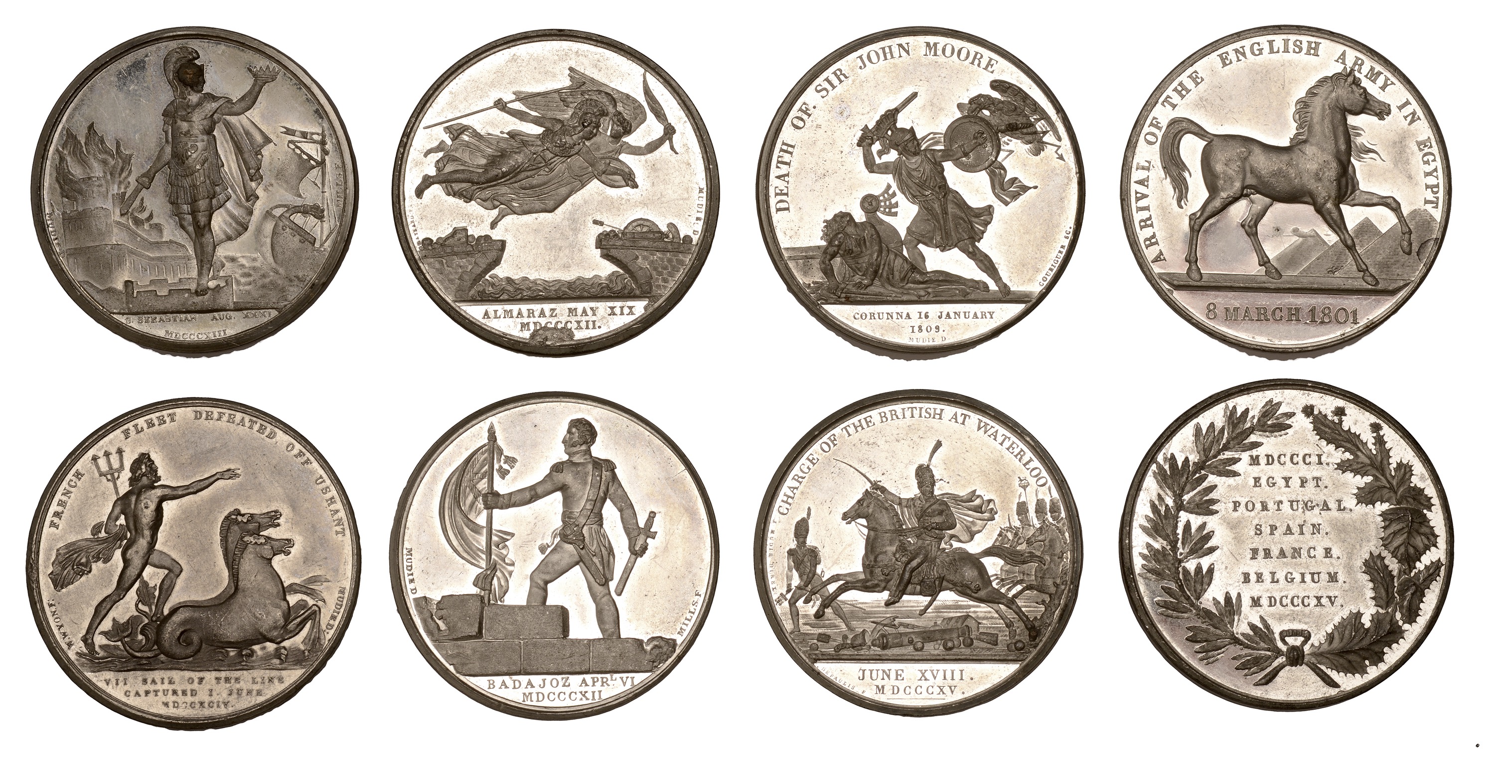 White metal medals (8), from Mudie's National Series, all 41mm: Battle of the First of June,... - Image 2 of 2
