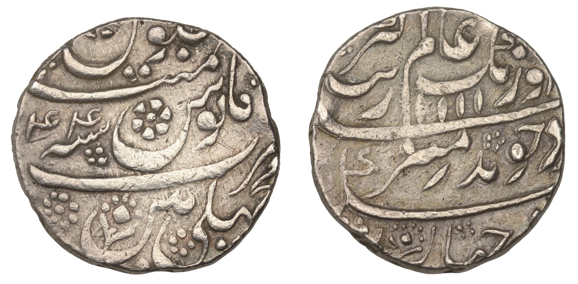 India, MUGHAL, Aurangzeb, Rupee, Machhlipatan 1111h, yr 44, 11.55g/9h (KM 300.55). Very fine...