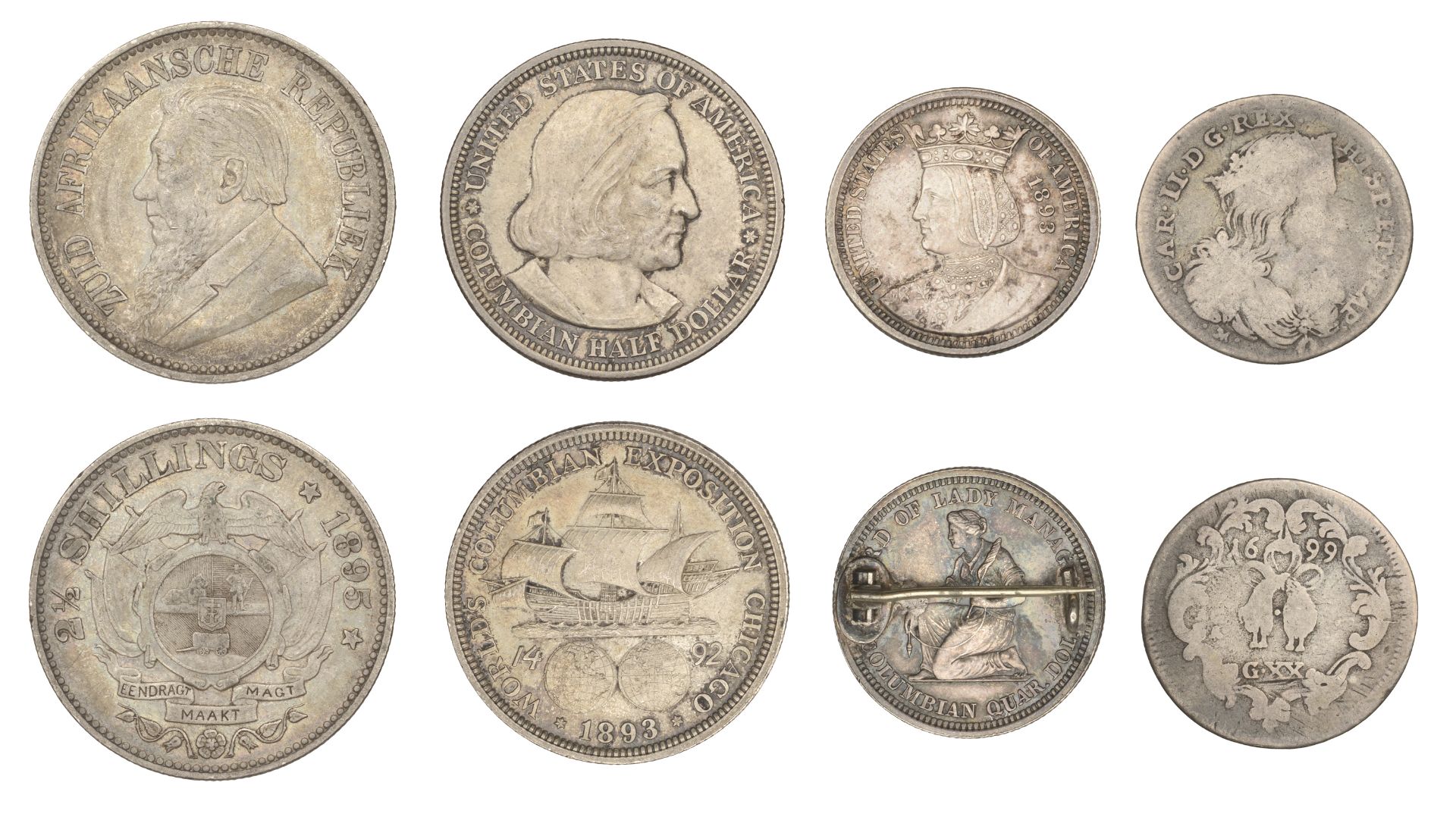 United States of America, Half-Dollar and Quarter-Dollar, 1893, Columbian Exposition; SOUTH...