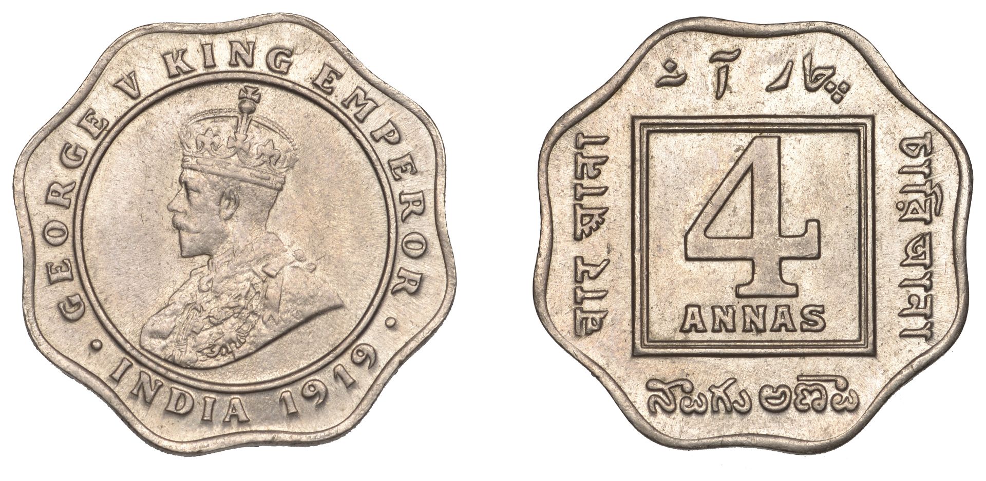 India, George V, 4 Annas, 1919, Calcutta (SW 8.182; Prid. 874). Good extremely fine Â£90-Â£120