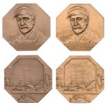 FRANCE, Jean Charcot, [1938, originals struck 1942], octagonal bronze medals by R. GrÃ©goire,...