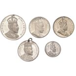 Coronation, 1902, white metal medals (3), unsigned, 24mm, 32mm, 38mm (C & W 4332A.1, 4332A.4...