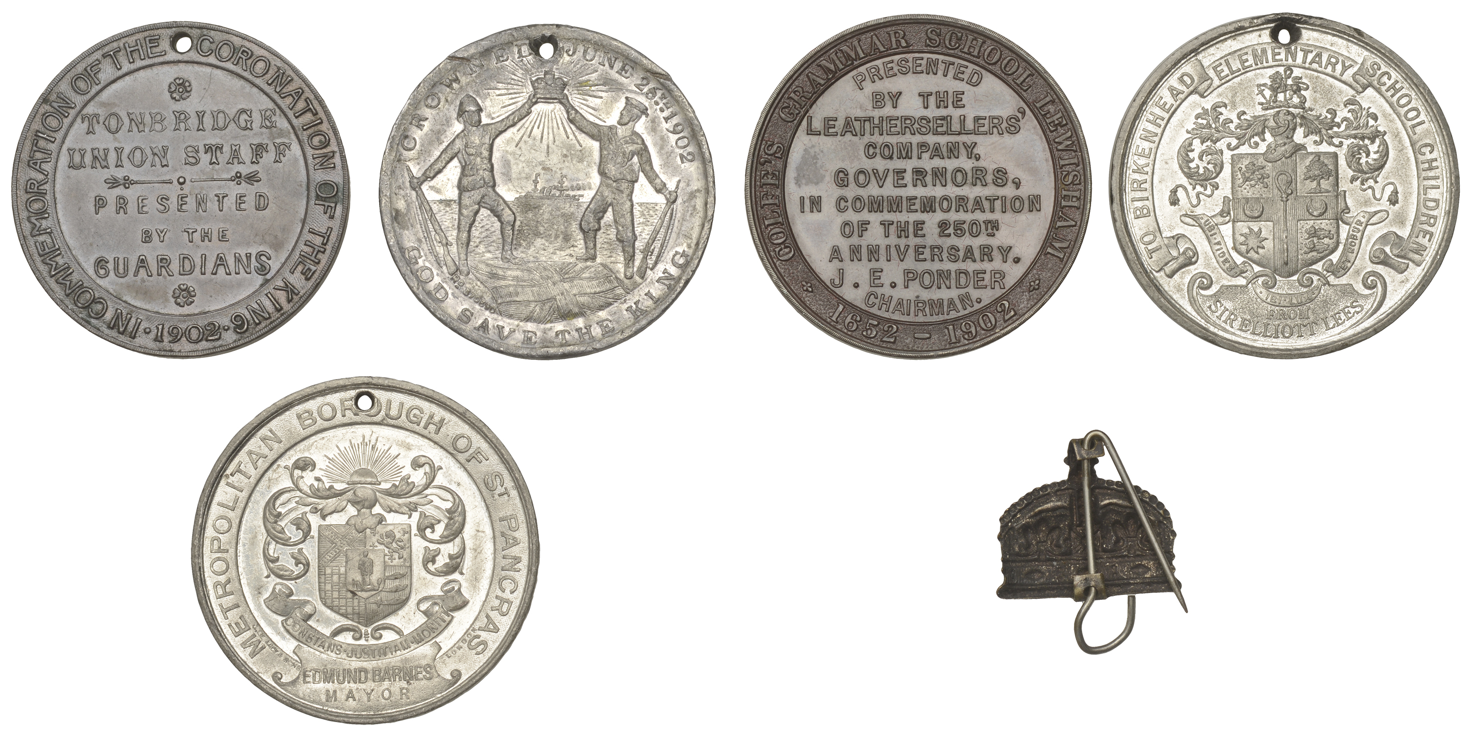 Coronation, 1902, medals (2) by H.B. Sale, white metal, 38mm (C & W 4548A.4), Tonbridge, whi... - Image 2 of 2
