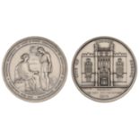 City of London School, (Founded 1834), a silver prize medal by B. Wyon, faÃ§ade of building,...