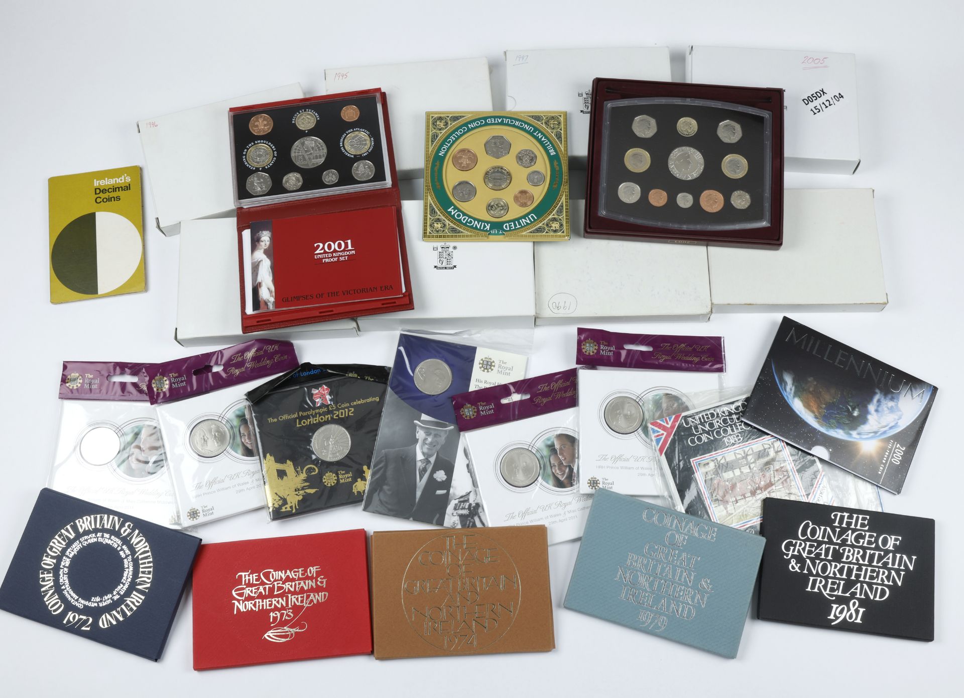 Elizabeth II, Proof sets (40), 1972-1991, 1993-2012, together with a quantity of specimen co...