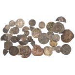 Henry VIII, base issue Halfgroats (3); Elizabeth I, Threefarthings, 1562?, mm. pheon (S 2571...