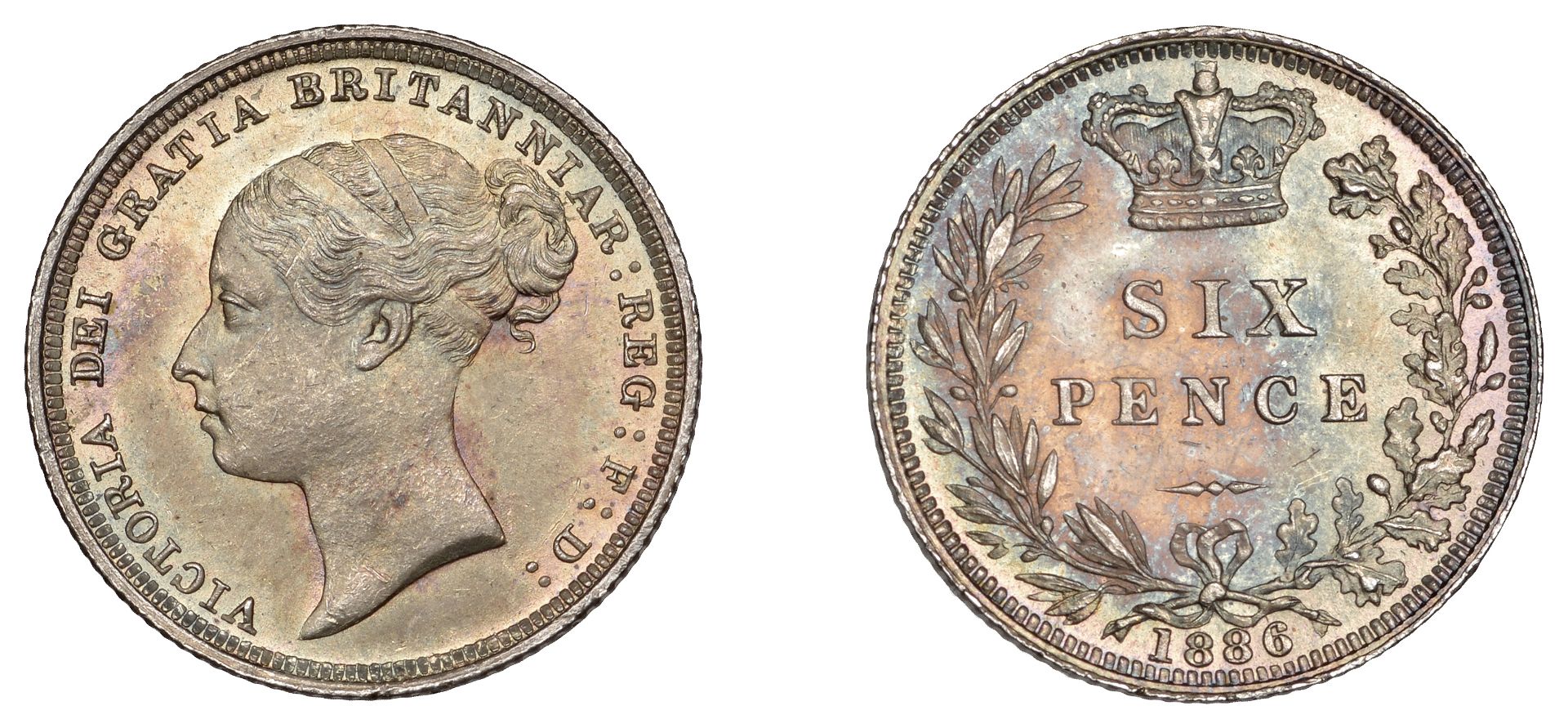 Victoria (1837-1901), Sixpence, 1886 (ESC 3260; S 3912). Good extremely fine, attractive blu...