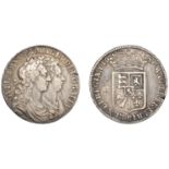 William and Mary (1688-1694), Halfcrown, 1689, first shield, caul only frosted, pearls, edge...