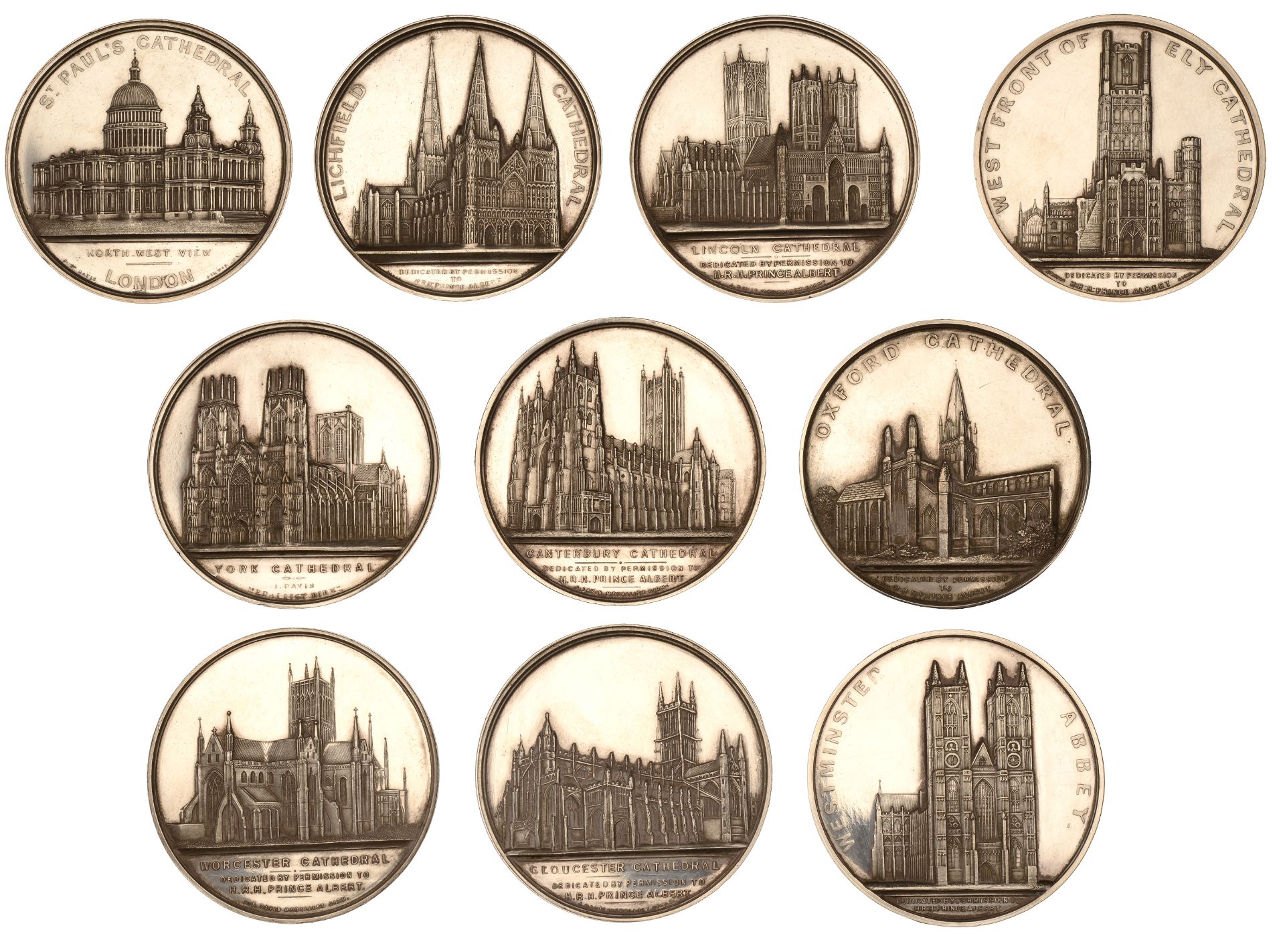 A set of ten silver architectural medals by Fattorini, c. 1975, from original dies by J. Dav... - Image 2 of 3