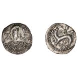 Early Anglo-Saxon Period, Sceatta, Secondary series K, type 42, draped bust right, hair knot...