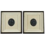 George III and Queen Charlotte, a pair of uniface oval portrait medallions by Wedgwood, in b...