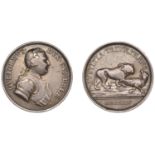 The Rebels Retreat to Scotland, 1745, a silver medal by T. Pingo, armoured bust of the Duke...
