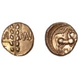 British Iron Age, CATUVELLAUNI, Cunobelin (8-41 AD), Stater, Linear type [class 2], ear of b...