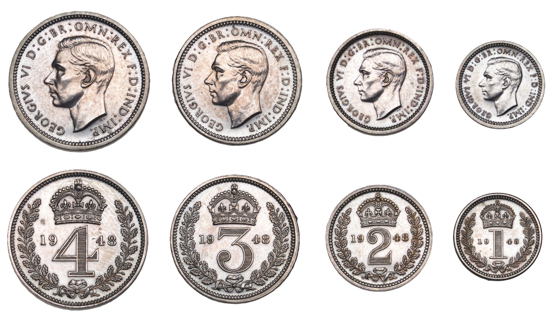 George VI (1936-1952), Maundy set, 1948 (ESC 4317; S 4091) [4]. Brushed, otherwise about as...