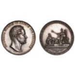 PRUSSIA, Oath-Taking at KÃ¶nigsberg and Berlin, 1840, a silver medal by H. Lorenz, bust of Fr...