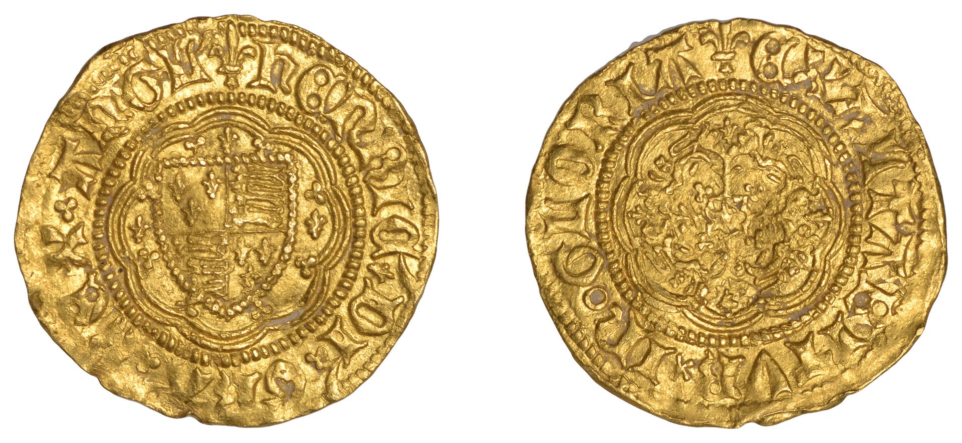 Henry VI (First reign, 1422-1461), Annulet issue, Quarter-Noble, Calais, mm. large lis, thre...