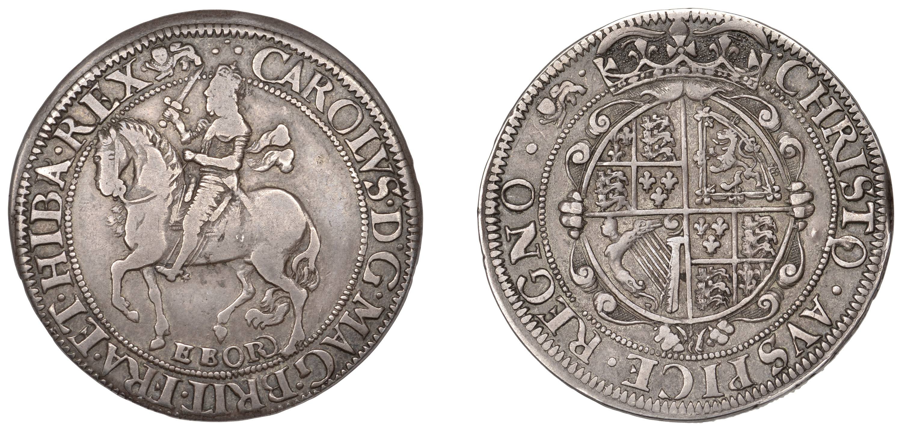 Charles I (1625-1649), York mint, Halfcrown, Gp 2 [type 7], mm. lion, 14.15g/12h (Bull 556;...