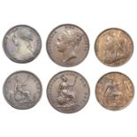 Victoria (1837-1901), Pennies (3), 1848, third digit double-entered on die (BMC 1496; S 3948...