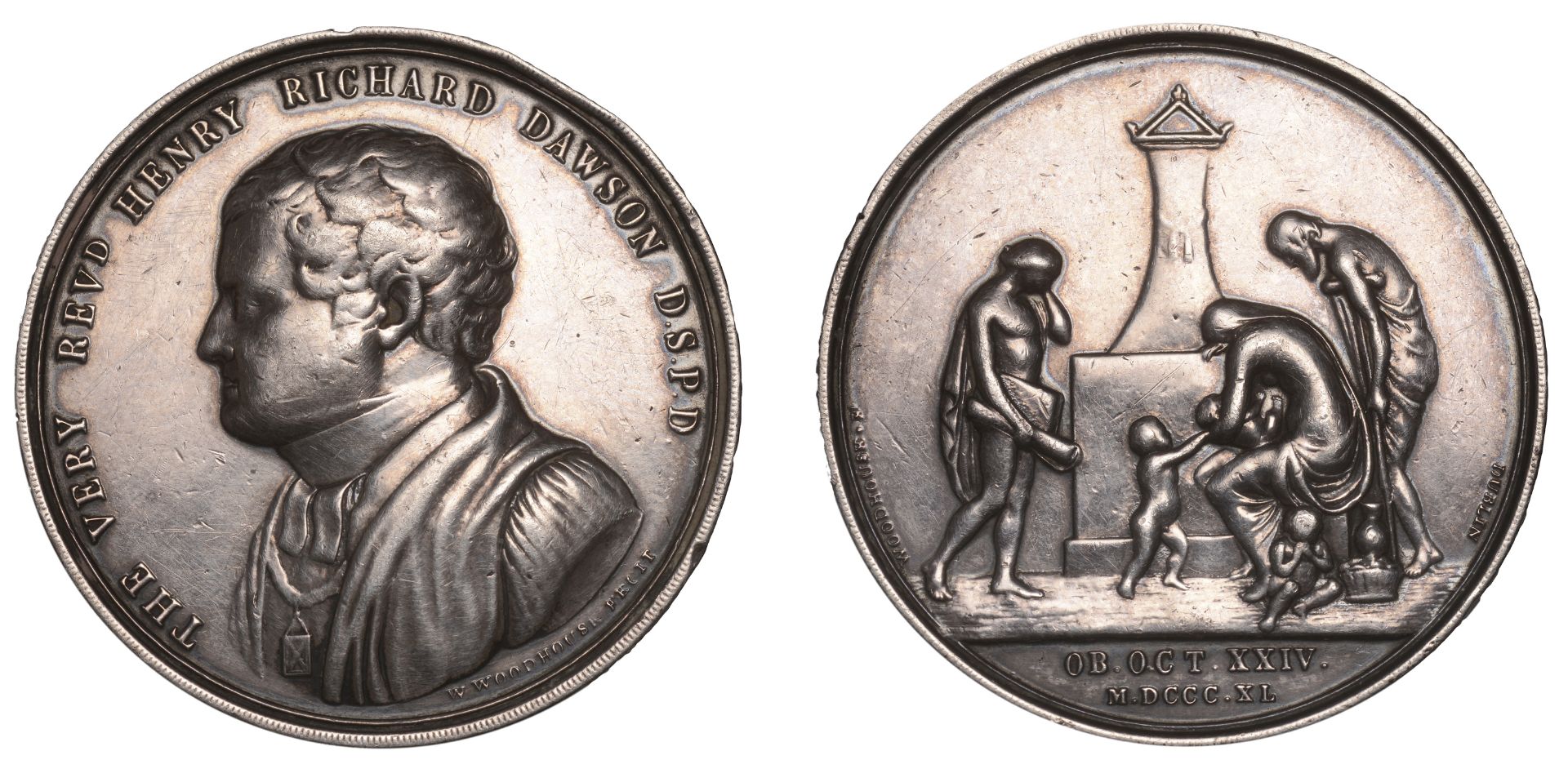 Irish Art Union, 1840, a silver award medal by W. Woodhouse [after J. Barton], bust of Henry...