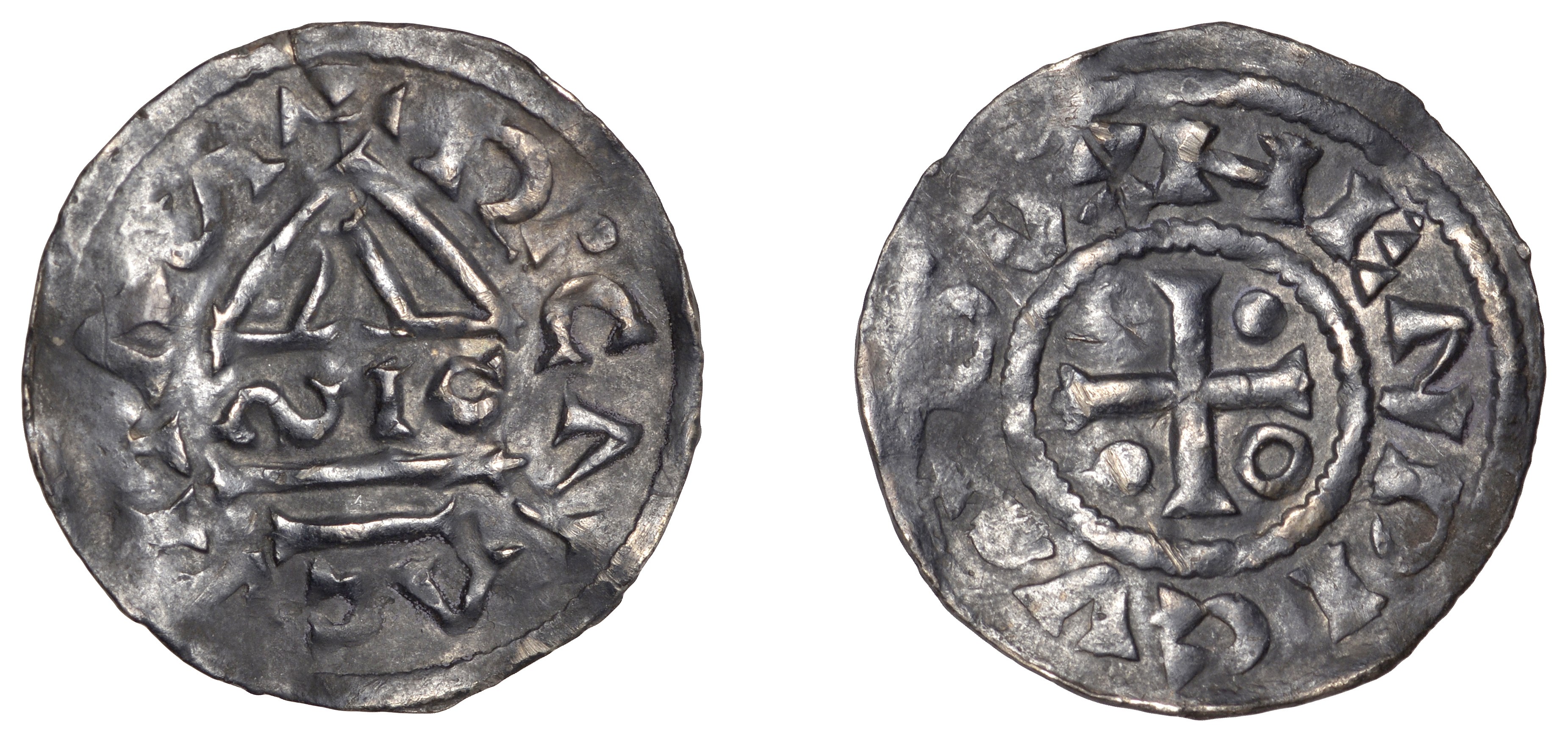 Germany, REGENSBURG, Henry II (985-95), Pfennig, moneyer Sic, cross, pellet in two angles, a...