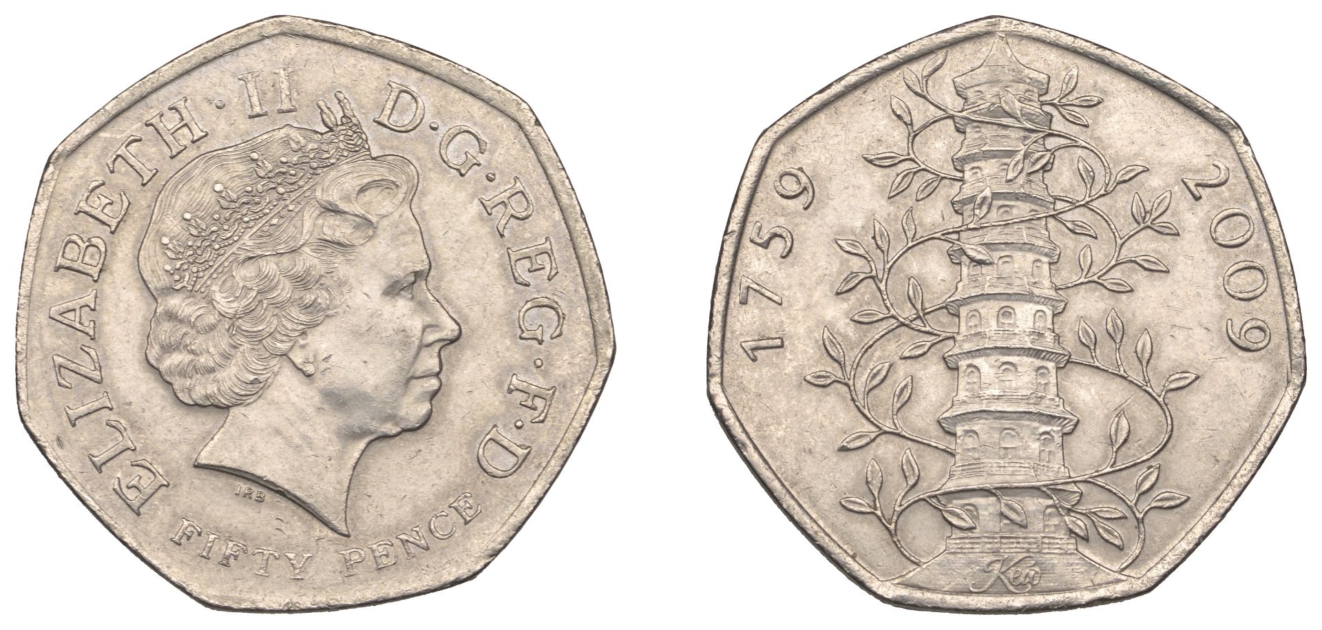 Elizabeth II (1952-2022), Decimal issues, Fifty Pence, 2009, Kew Gardens (S H19). About extr...