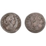 William III (1694-1702), Halfpenny, 1699, type 3, date in exergue, reads gvilelmvs (BMC 690;...