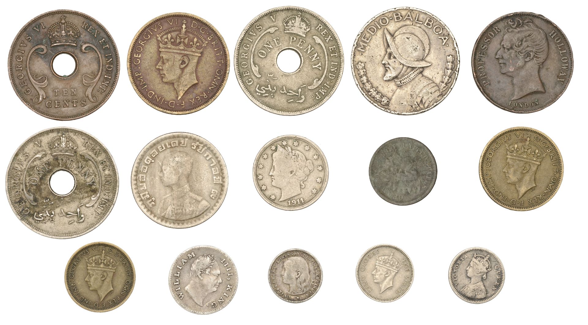 India, EIC, William IV, Quarter-Rupee, 1835; together with other World coins in silver (3),...