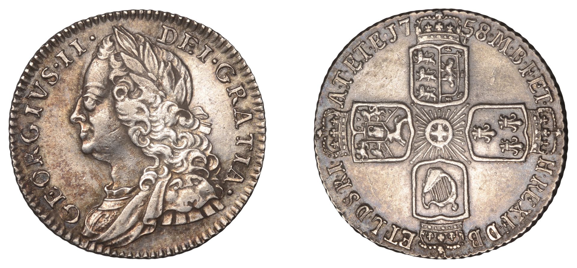 George II (1727-1760), Sixpence, 1758 (ESC 1763; S 3711). Nearly extremely fine Â£60-Â£80