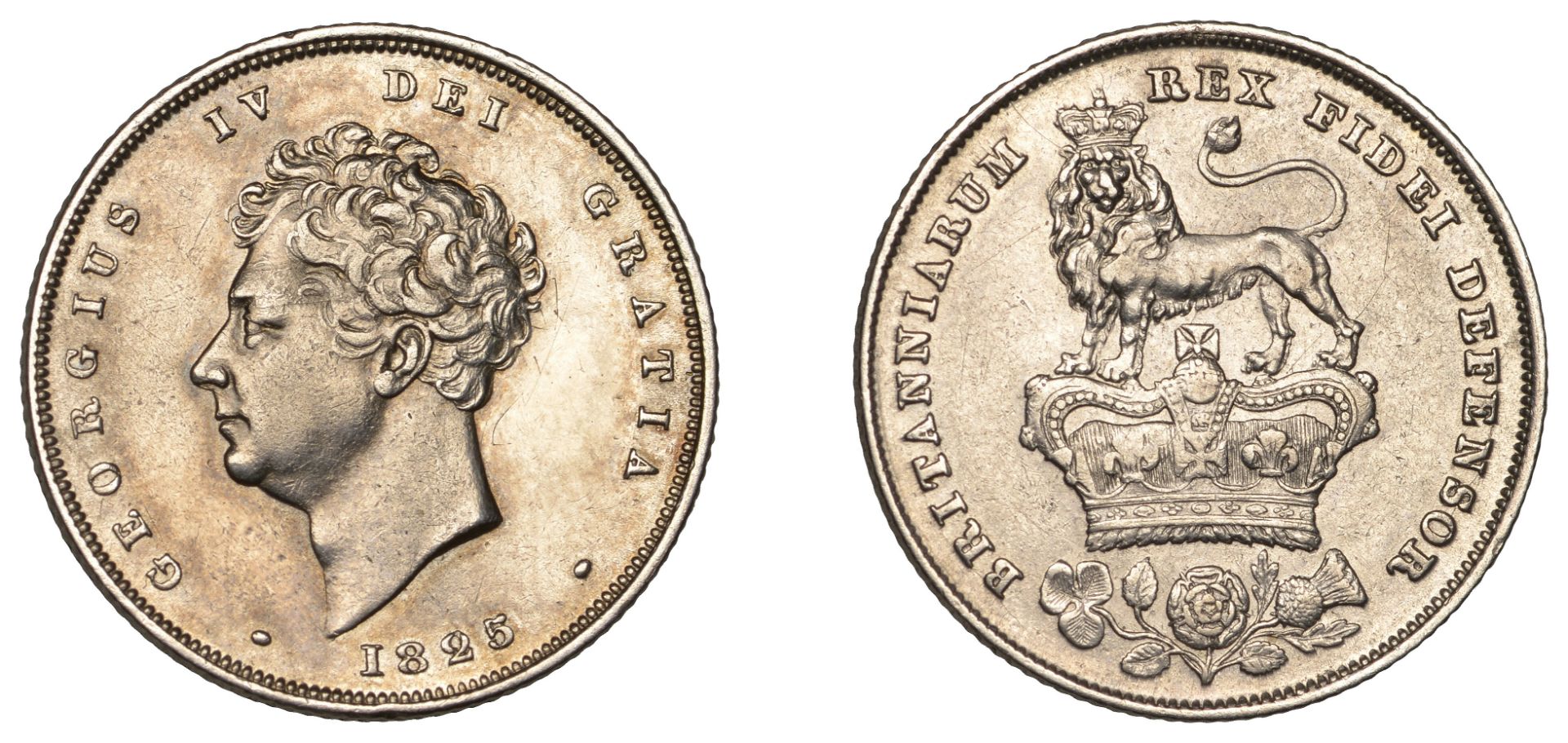 George IV (1820-1830), Shilling, 1825, type 3, Roman I in date (Davies â€“; ESC 2406; S 3812)....