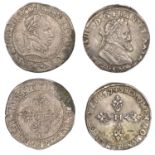 France, Henry III, Demi-Franc au col plat, 1578g, Poitiers, 6.92g/6h (Dup. 1130); Henry IV,...