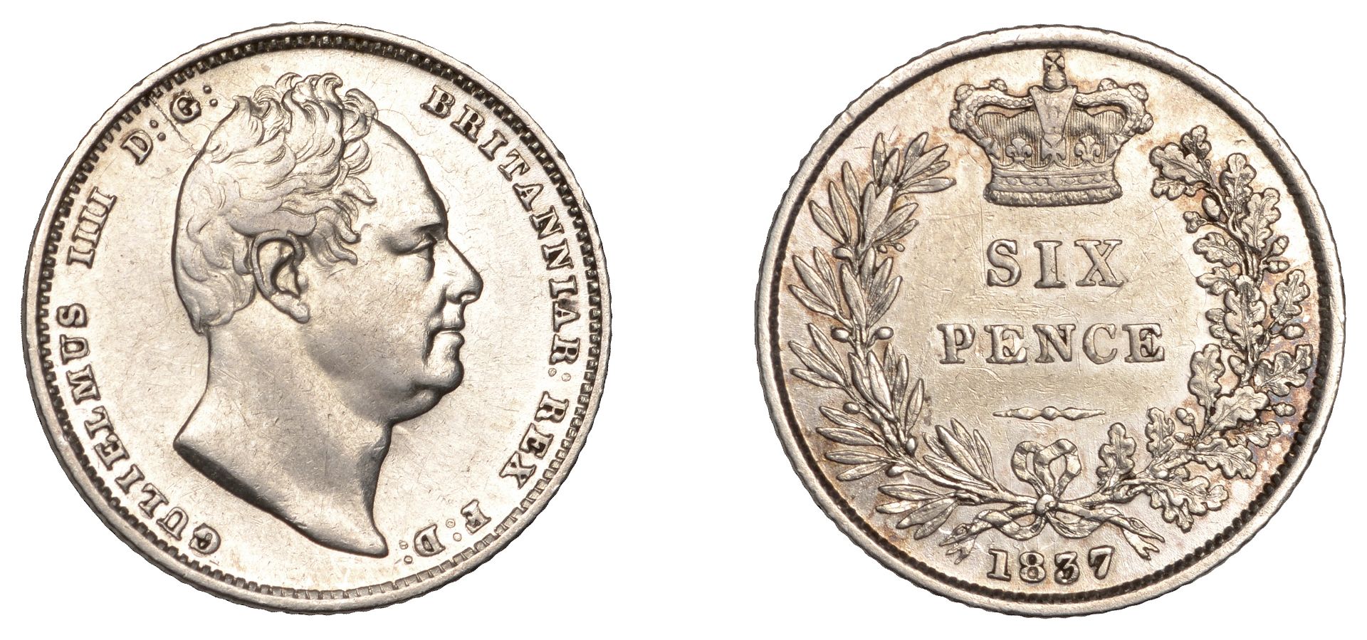 William IV (1830-1837), Sixpence, 1837, b of britannia double-punched (ESC 2512; S 3836). So...