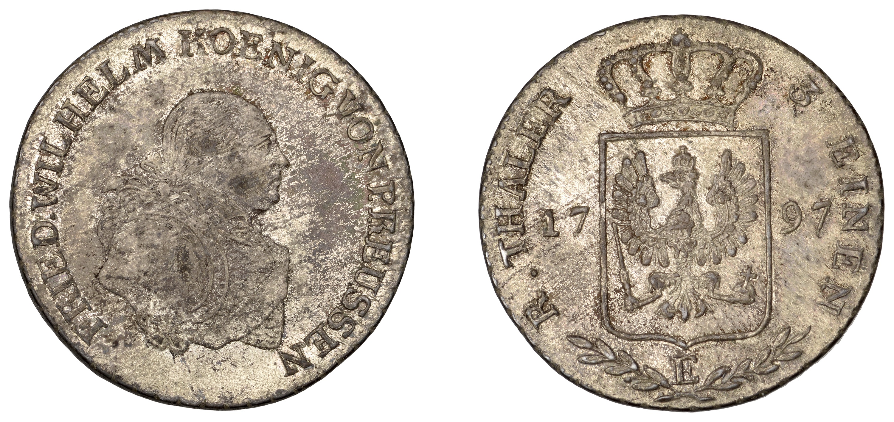 Germany, PRUSSIA, Friedrich Wilhelm II, Third-Thaler, 1797e (KM 344). Good very fine Â£40-Â£50