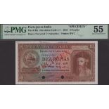 Banco Nacional Ultramarino, Portuguese India, specimen 10 Rupias, 29 November 1945, no seria...