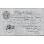 Bank of England, Kenneth O. Peppiatt, Â£5, 10 March 1947, serial number L61 046382, uncircula...