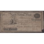 North Riding Bank, Malton, for Hagues, Strickland & Allen, Â£1, 8 November 1823, serial numbe...