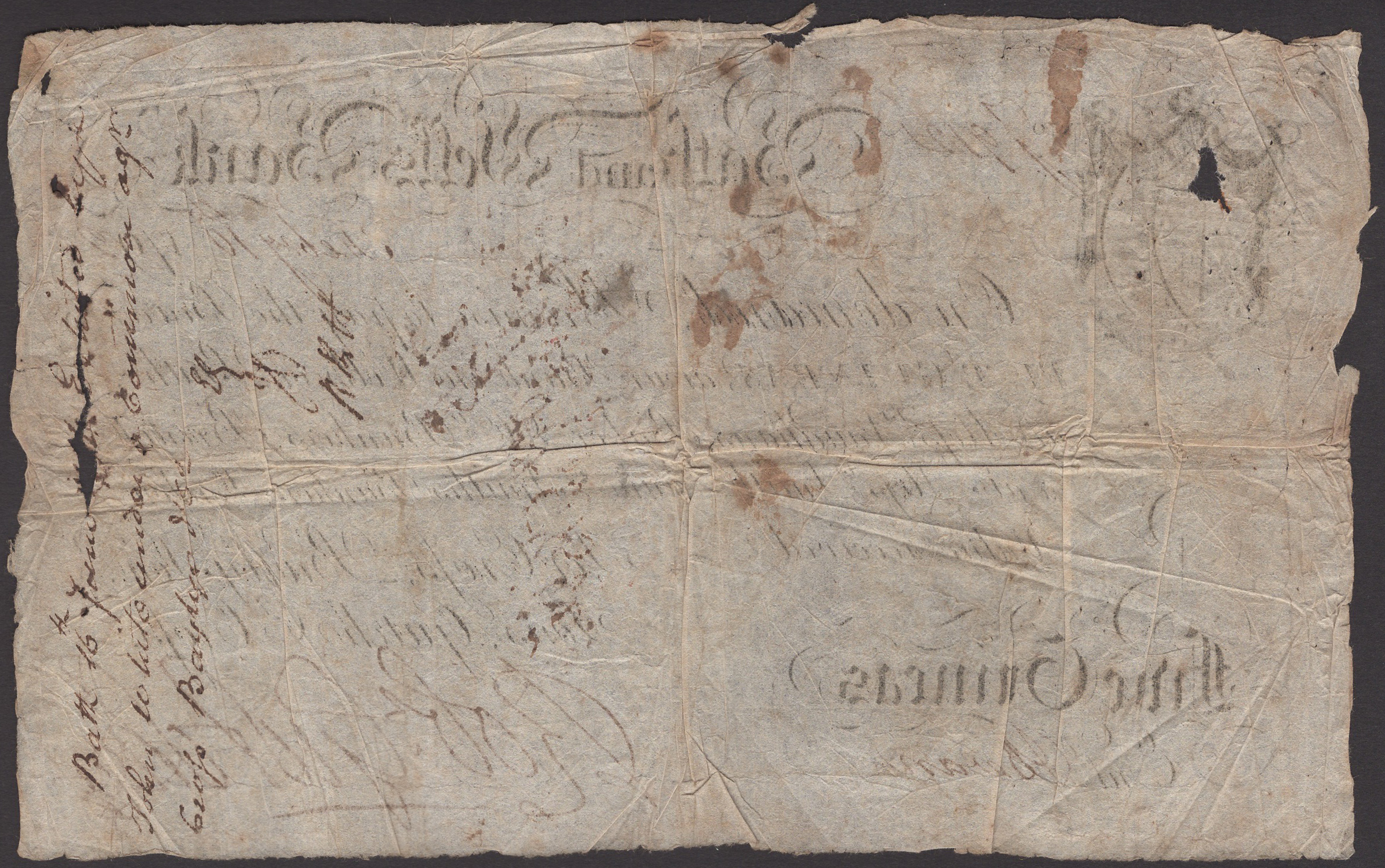 Bath and Wells Bank, for Cross, Bayly Senr., Sons, Gutch & Cross, 5 Guineas, 10 February 179... - Image 2 of 2