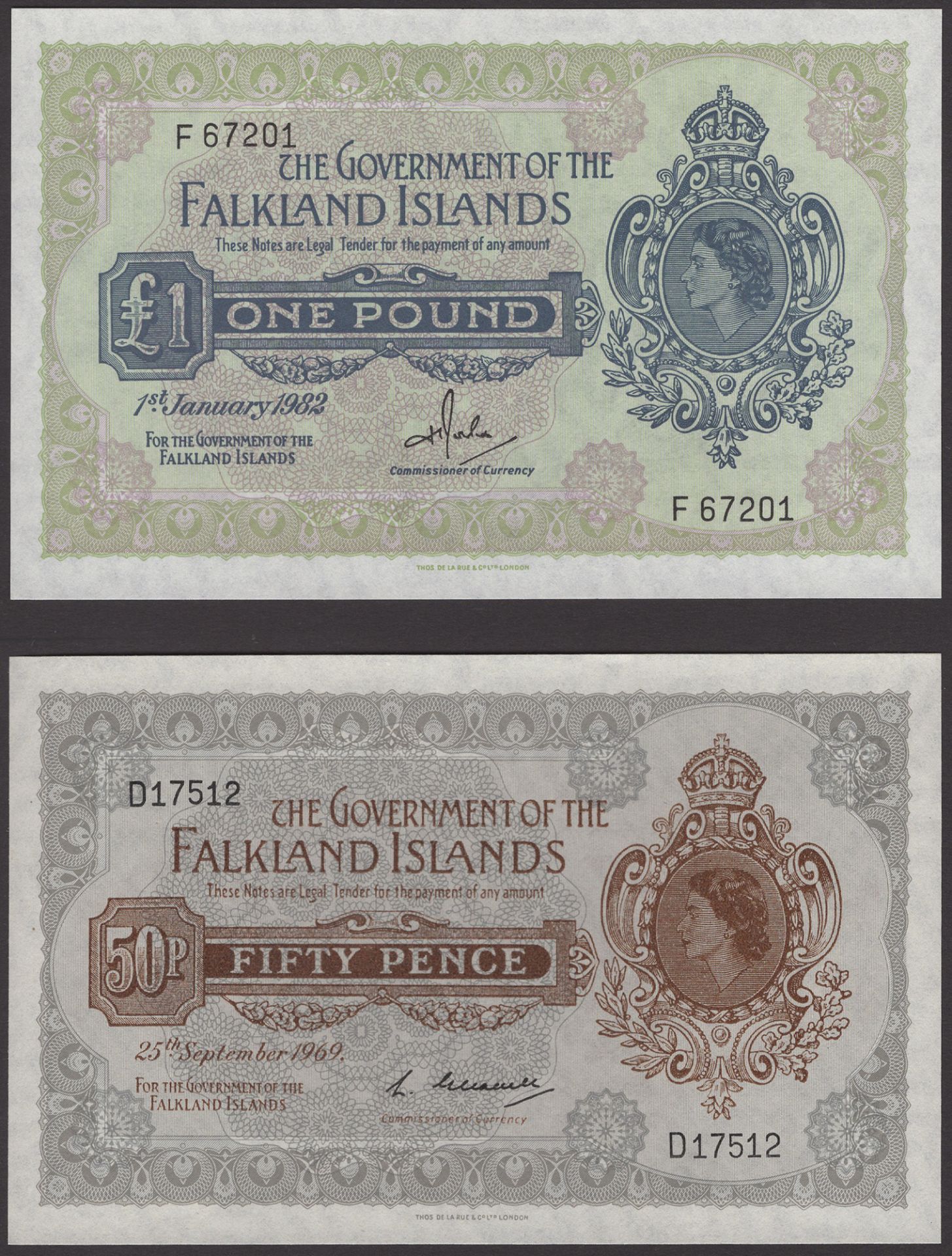 Government of the Falkland Islands, Â£1 (3), 1967, 1974 and 1 January 1982, also 50 Pence, 19... - Bild 3 aus 4