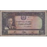 Afghanistan Bank, 20 Afghanis, SH1318/1939, serial number 336112, stains on reverse, overall...