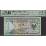 Bahrain Currency Board, 10 Dinars, L.1964, serial number WH 572752, in PMG holder 64 EPQ, ch...