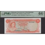 Bahamas Government, $5, 1965, serial number C503411, Francis, Higgs and Smiley-Butler signat...