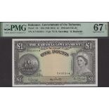 Bahamas Government, Â£1, ND (1961), serial number A/2 653314, Higgs, Sweeting and Burnside si...