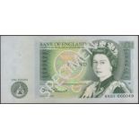 Bank of England, David H. F. Somerset, Â£1, 1981, serial number AN01 000049, uncirculated and...