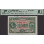 Banco Nacional Ultramarino, Mozambique, printers archival specimen 1 Escudo, 1 January 1921,...