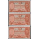 Commonwealth of Australia, 10 Shillings (3), ND (1942), serial numbers G/3 938013, G/3 93804...