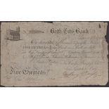 Bath City Bank, for Cross, Bayly Senr, Sons, Gutch & Cross, 5 Guineas, 5 January 1792, seria...