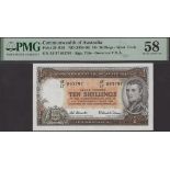 Commonwealth of Australia, 10 Shillings, ND (1954), serial number AF/17 893797, Coombs and W...